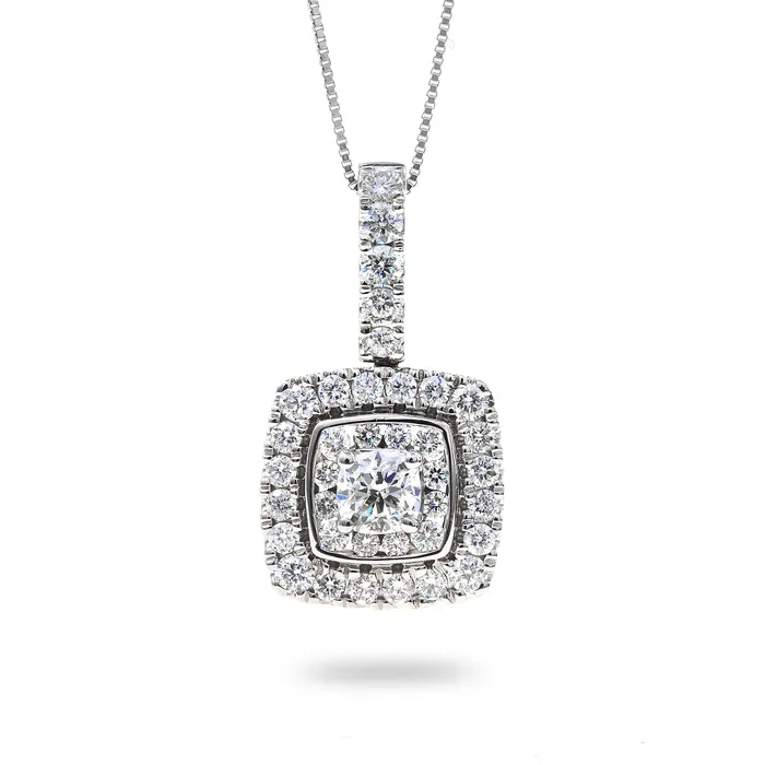 14kt White Gold 115cttw Ideal Cushion Cut Canadian Diamond Pendant Independent Jewellers Necklaces 14kt White Gold 115cttw Ideal Cushion Cut Canadian Diamond Pendant Independent Jewellers Necklaces