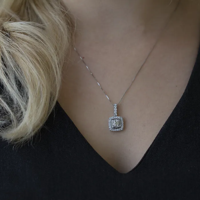 14kt White Gold 115cttw Ideal Cushion Cut Canadian Diamond Pendant Independent Jewellers Necklaces 14kt White Gold 115cttw Ideal Cushion Cut Canadian Diamond Pendant Independent Jewellers Necklaces
