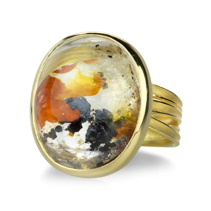 18k Dendritic Quartz Cabochon Ring Barbara Heinrich Rings