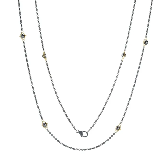 Amali Necklaces Textile Black Diamond Station Necklace