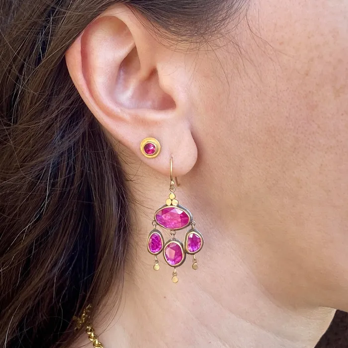 Ananda Khalsa Earrings Rose Cut Ruby Mini Chandelier Earrings Ananda Khalsa Earrings Rose Cut Ruby Mini Chandelier Earrings