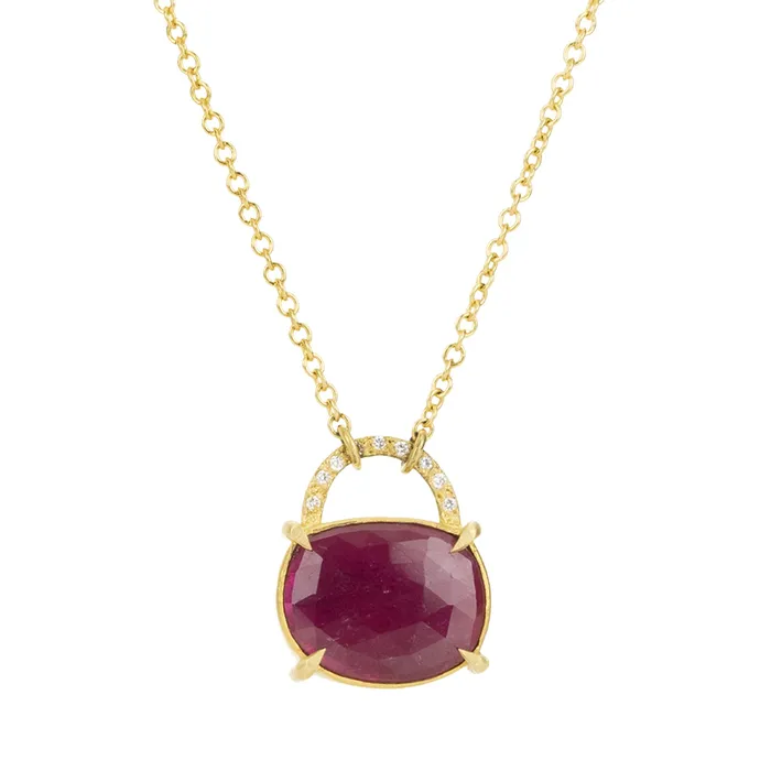 Annie Fensterstock Necklaces Ruby Purse Pendant Necklace
