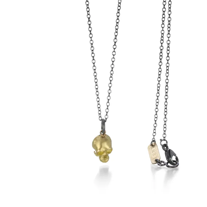 Anthony Lent Small Gold Skull Necklace Necklaces