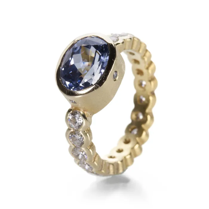 Barbara Heinrich Rings Oval Light Blue Sapphire and Diamond Ring