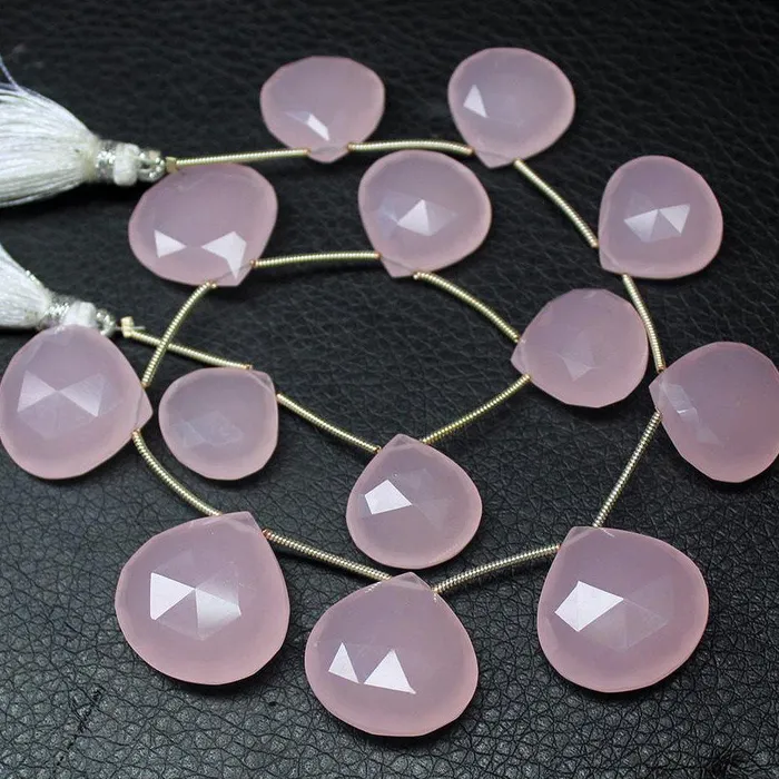 Beads Supplies USA Earrings Natural Rose Chalcedony Faceted Heart Drop Beads 155mm 215mm 10inches Beads Supplies USA Earrings Natural Rose Chalcedony Faceted Heart Drop Beads 155mm 215mm 10inches