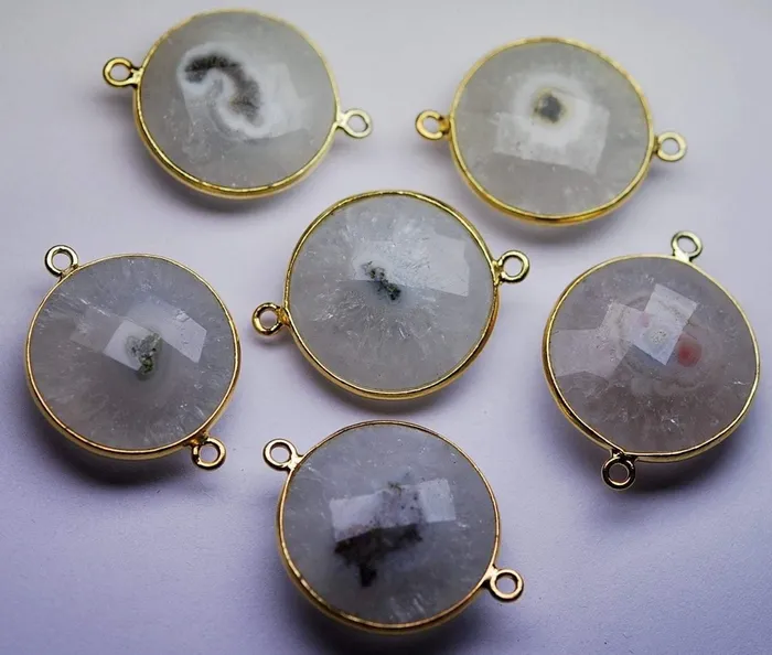 Beads Supplies USA Necklaces 925 Sterling Vermail SilverSolar Quartz Faceted Slice ShapeConnector 5 Piece Of 2425mm Beads Supplies USA Necklaces 925 Sterling Vermail SilverSolar Quartz Faceted Slice ShapeConnector 5 Piece Of 2425mm