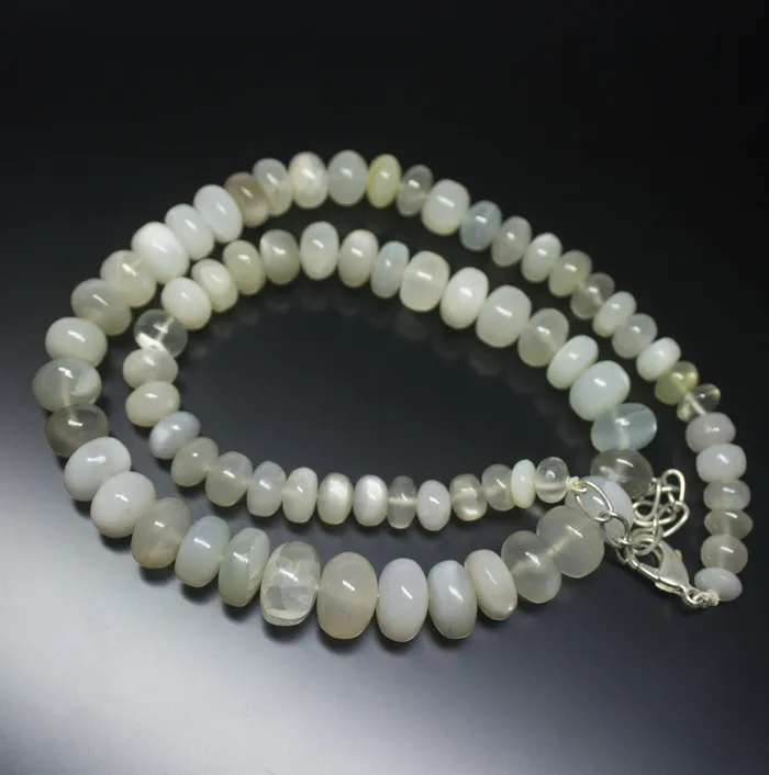 Beads Supplies USA Necklaces Ready to wear Natural White Gemstone Smooth Rondelle Loose Gemstone Beaded Necklace