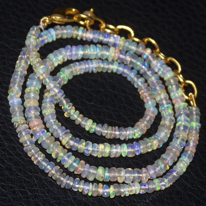 Beads Supplies USA Necklaces Welo Ethiopian Opal Rondelle Gemstone Beads Gold Filled Necklace 19 2mm 35mm
