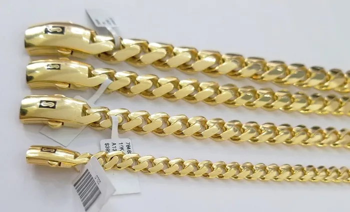 Bracelets 10K Real Yellow Gold Miami Cuban Monaco Chain 9 Bracelet 7mm 11mm 13mm 17mm Globalwatches10