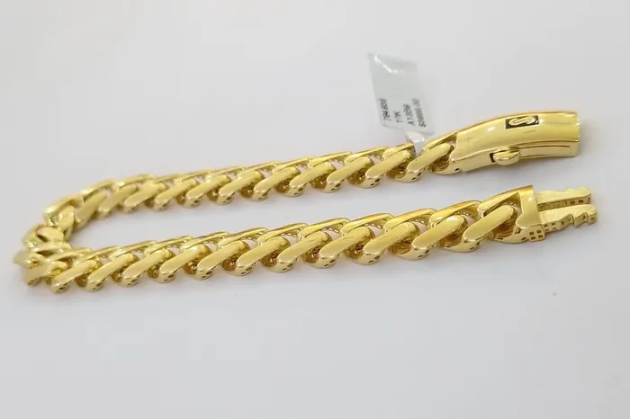 Bracelets 10K Real Yellow Gold Miami Cuban Monaco Chain 9 Bracelet 7mm 11mm 13mm 17mm Globalwatches10