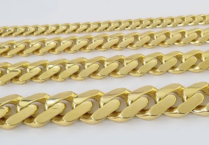 Bracelets 10K Real Yellow Gold Miami Cuban Monaco Chain 9 Bracelet 7mm 11mm 13mm 17mm Globalwatches10