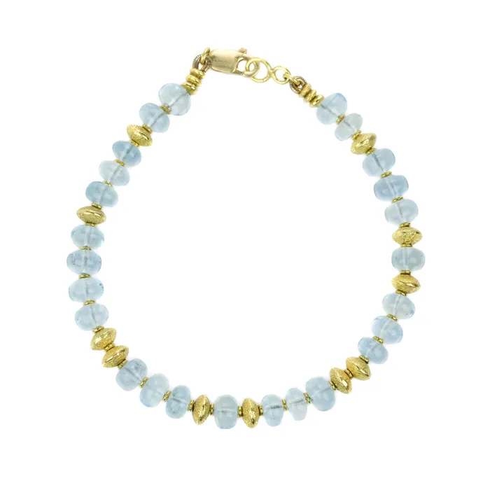 Bracelets Barbara Heinrich Smooth Aquamarine Rondelle Beaded Bracelet