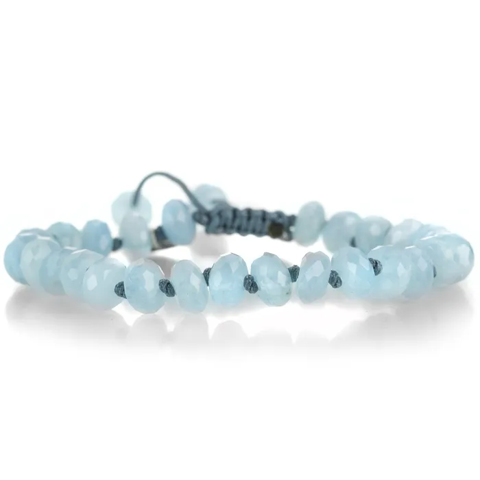 Bracelets Joseph Brooks 8mm Faceted Aquamarine Bead Bracelet