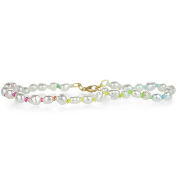 Bracelets Lene Vibe South Sea Keshi Pearl Rainbow Cord Bracelet