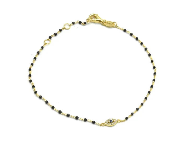 Bracelets Sophiareneboutiquecom STERLING SILVER GOLD DIP BEADED VIL EYE BRACELET