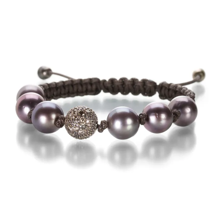 Bracelets Tahitian Pearl and Diamond Macrame Bracelet Gellner