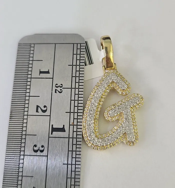Charm Necklaces Globalwatches10 10k Yellow Gold Diamond G Charm Pendant Initial Alphabet Letter Real Genuine