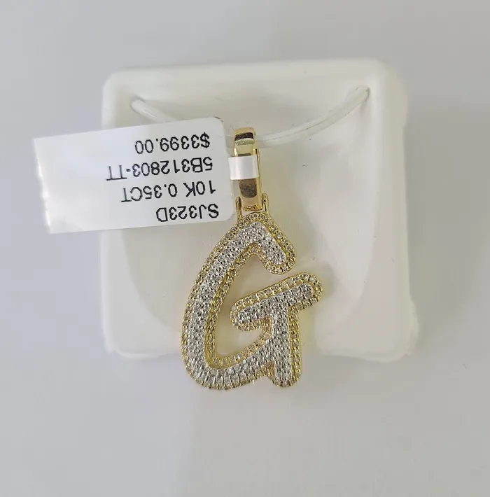 Charm Necklaces Globalwatches10 10k Yellow Gold Diamond G Charm Pendant Initial Alphabet Letter Real Genuine