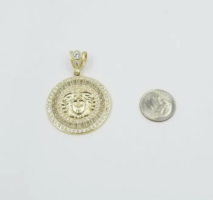 Charm Necklaces Gold and Diamond 10k Yellow Gold M Head Charm Pendent Rope Chain 25mm 20 22 24 Mens Womens