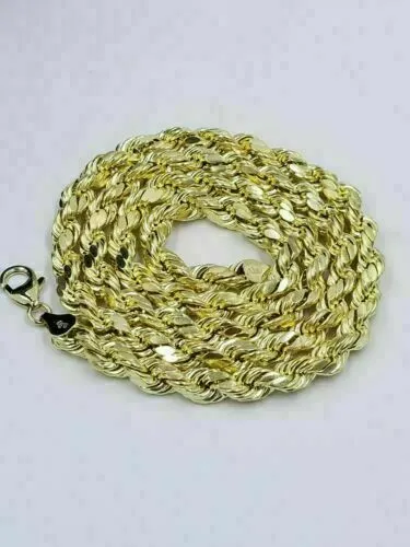 Charm Necklaces Gold and Diamond 10k Yellow Gold M Head Charm Pendent Rope Chain 25mm 20 22 24 Mens Womens