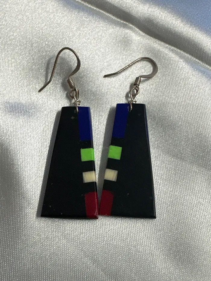 Composite Santo Domingo Slab Earrings Chris Crosbys Purple Coyote Earrings