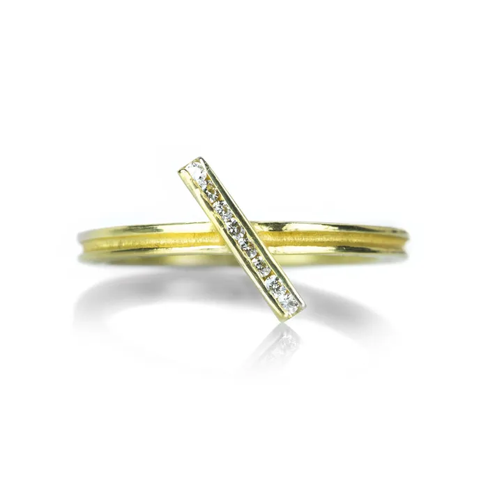 Diamond Diagonal Bar Ring Barbara Heinrich Rings