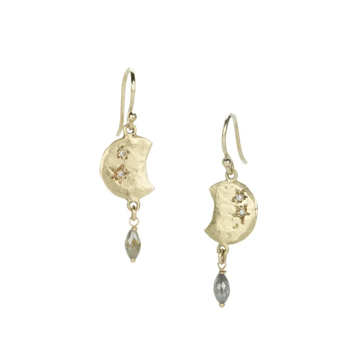 Diamond Moon Phase Drop Earrings Victoria Cunningham Earrings