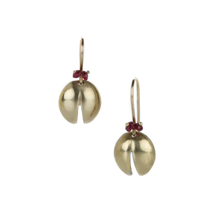 Earrings Annette Ferdinandsen 14k Lady Bug Earrings with Ruby Eyes