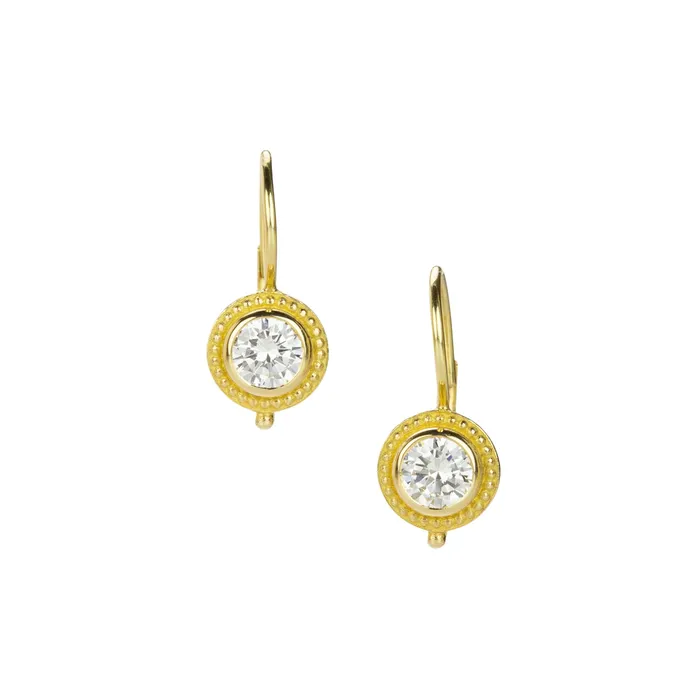 Earrings Barbara Heinrich Round Diamond Granulated Drop Earrings