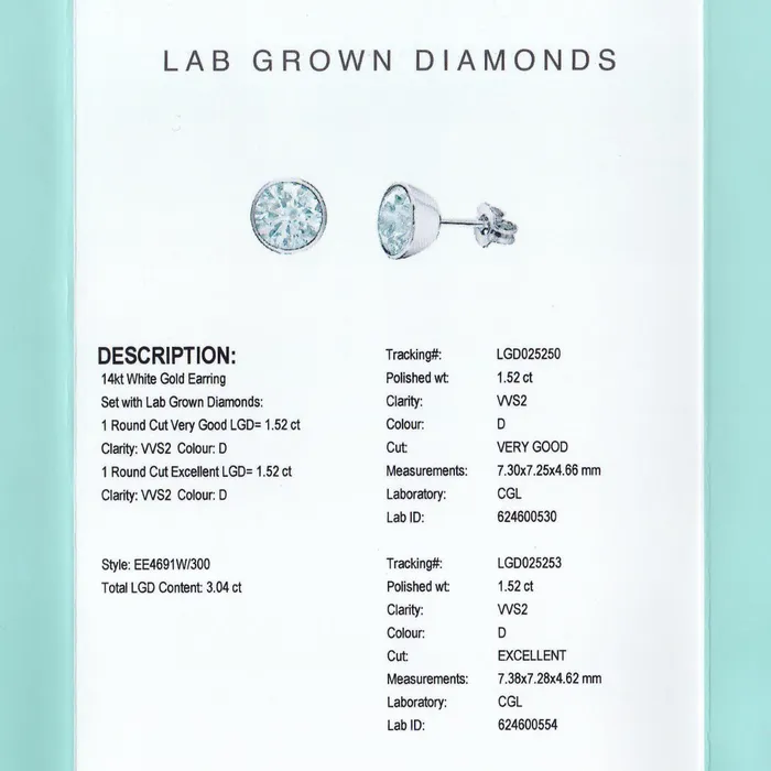 Earrings Diamond Evolution 14kt White Gold 304cttw LabCreated Diamond Stud Earrings