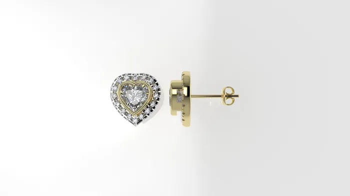 Earrings Jcm 21 jewelry 14k Gold Earrings with 34 STONES VS1 Stt Bezel Cut Split Heart Style Earrings Jcm 21 jewelry 14k Gold Earrings with 34 STONES VS1 Stt Bezel Cut Split Heart Style