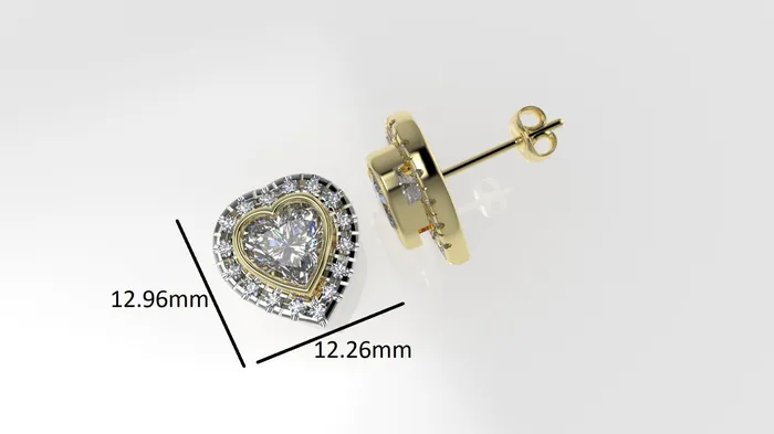 Earrings Jcm 21 jewelry 14k Gold Earrings with 34 STONES VS1 Stt Bezel Cut Split Heart Style
