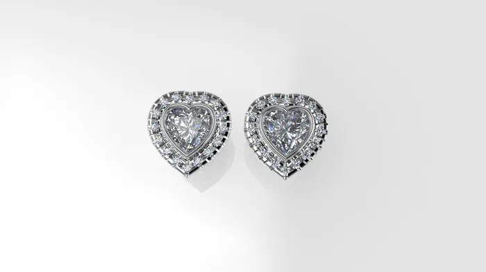 Earrings Jcm 21 jewelry 14k Gold Earrings with 34 STONES VS1 Stt Bezel Cut Split Heart Style
