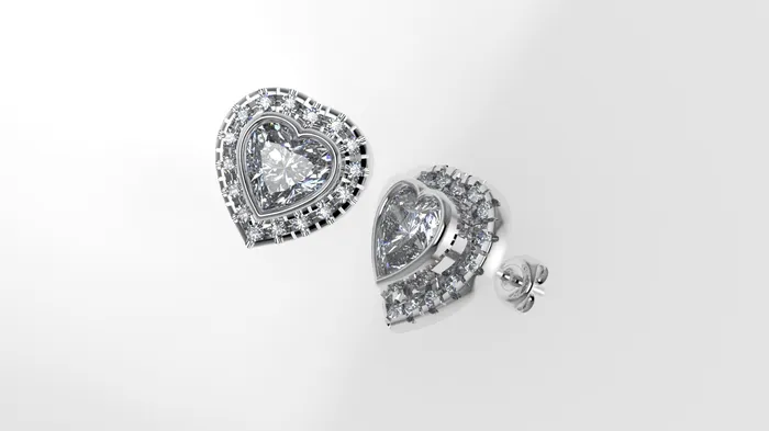 Earrings Jcm 21 jewelry 14k Gold Earrings with 34 STONES VS1 Stt Bezel Cut Split Heart Style