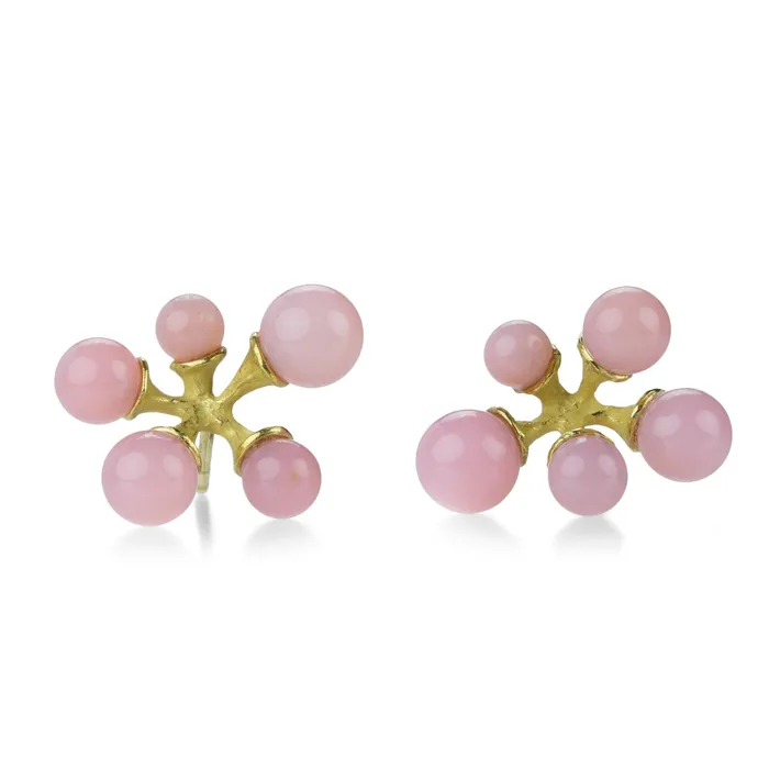 Earrings John Iversen Micro Jacks Earrings with Pink Opal