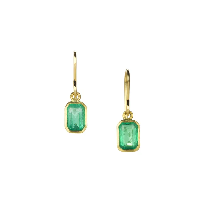 Earrings Maria Beaulieu Small Emerald Cut Emerald Drop Earrings