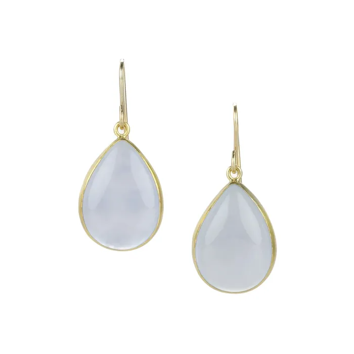 Earrings Maria Beaulieu Teardrop Blue Chalcedony Earrings