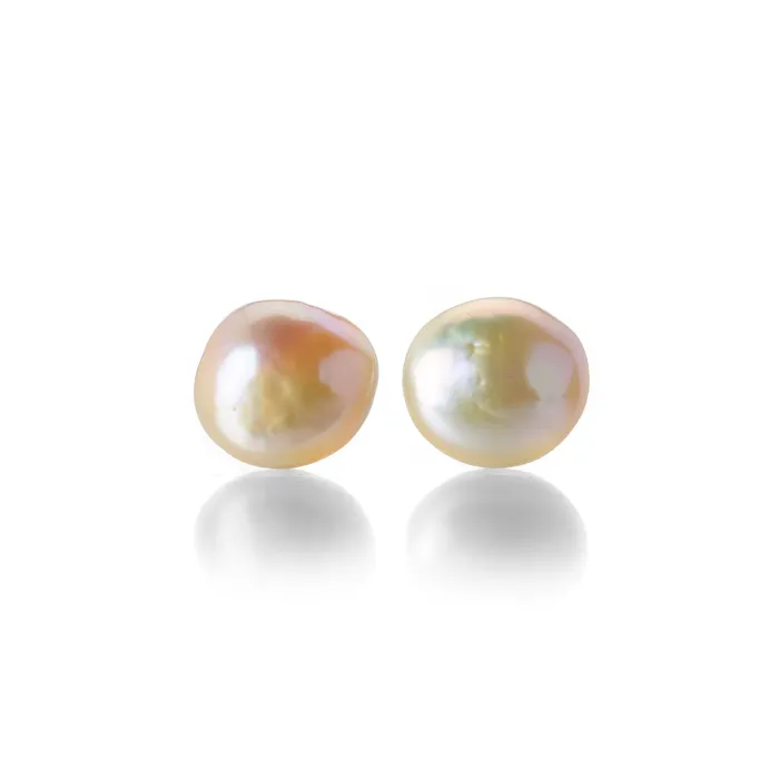 Earrings Metallic Soft Apricot Button Stud Earrings Maria Beaulieu