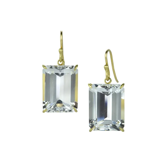 Earrings Rosanne Pugliese Medium Emerald Cut White Topaz Drop Earrings