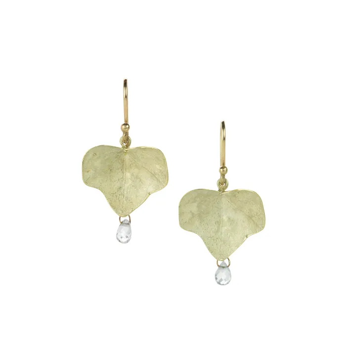 Earrings Small 14k Ivy Leaf Earrings with Sapphire Drops Gabriella Kiss