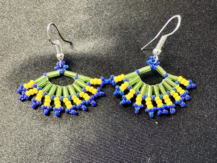 Fan Dangle Earrings Chris Crosbys Purple Coyote Earrings Fan Dangle Earrings Chris Crosbys Purple Coyote Earrings