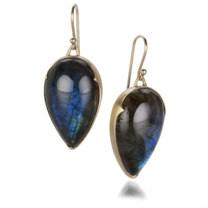 Gabriella Kiss Earrings Large Pear Labradorite Earrings