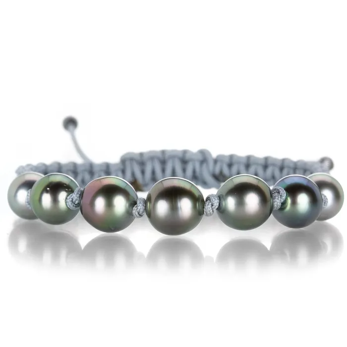 Gellner Bracelets 7 Tahitian Pearl Light Gray Macrame Bracelet