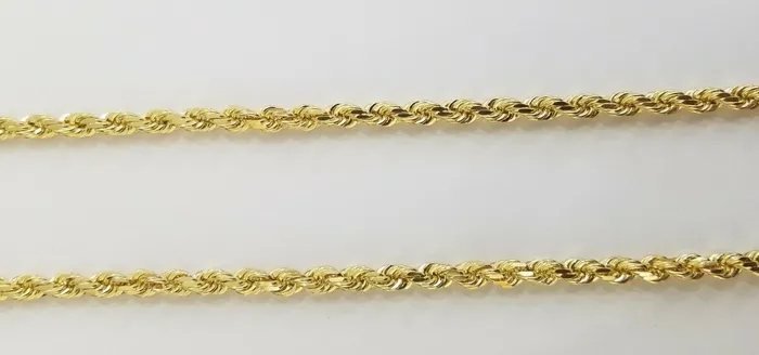 Globalwatches10 Necklaces 14k Yellow Gold Rope Chain necklace 45mm 24Inch diamond cut men women Real 14kt