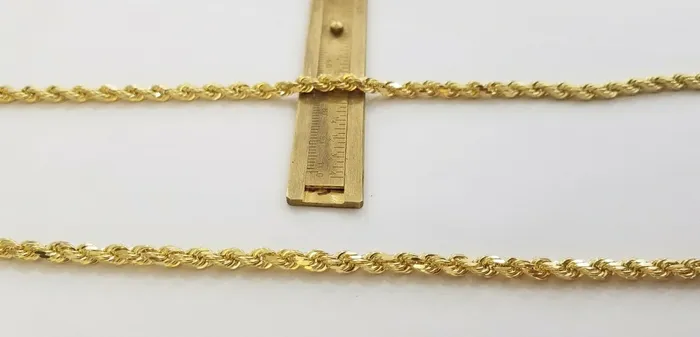 Globalwatches10 Necklaces 14k Yellow Gold Rope Chain necklace 45mm 24Inch diamond cut men women Real 14kt