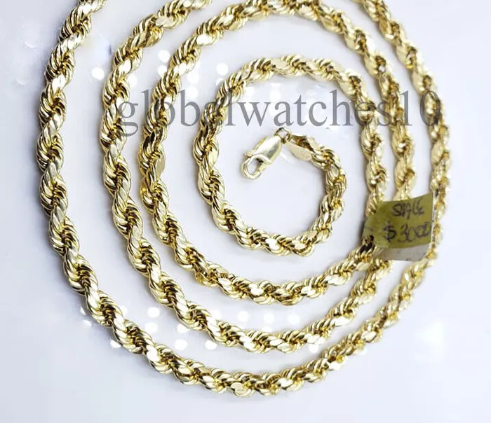Gold and Diamond 10k Yellow Gold Angel Wing Pendant Charm 10k Solid Rope palm Byzantine chain Set Charm Necklaces