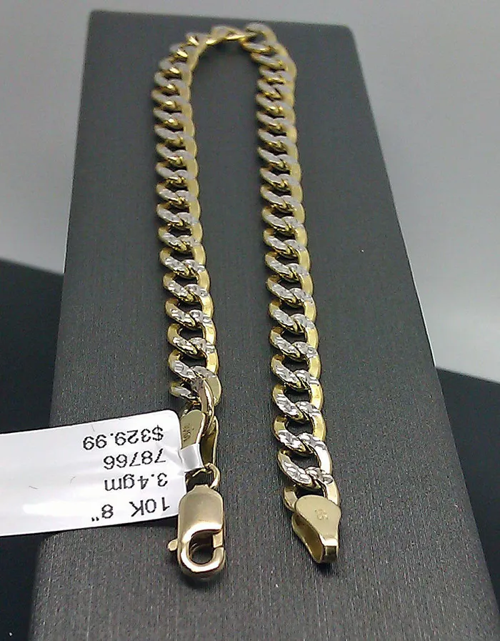 Gold and Diamond Bracelets 10K Gold Bracelet Real Cuban Link Diamond Cut 5mm 7 Inch On Sale Free Shipping Gold and Diamond Bracelets 10K Gold Bracelet Real Cuban Link Diamond Cut 5mm 7 Inch On Sale Free Shipping