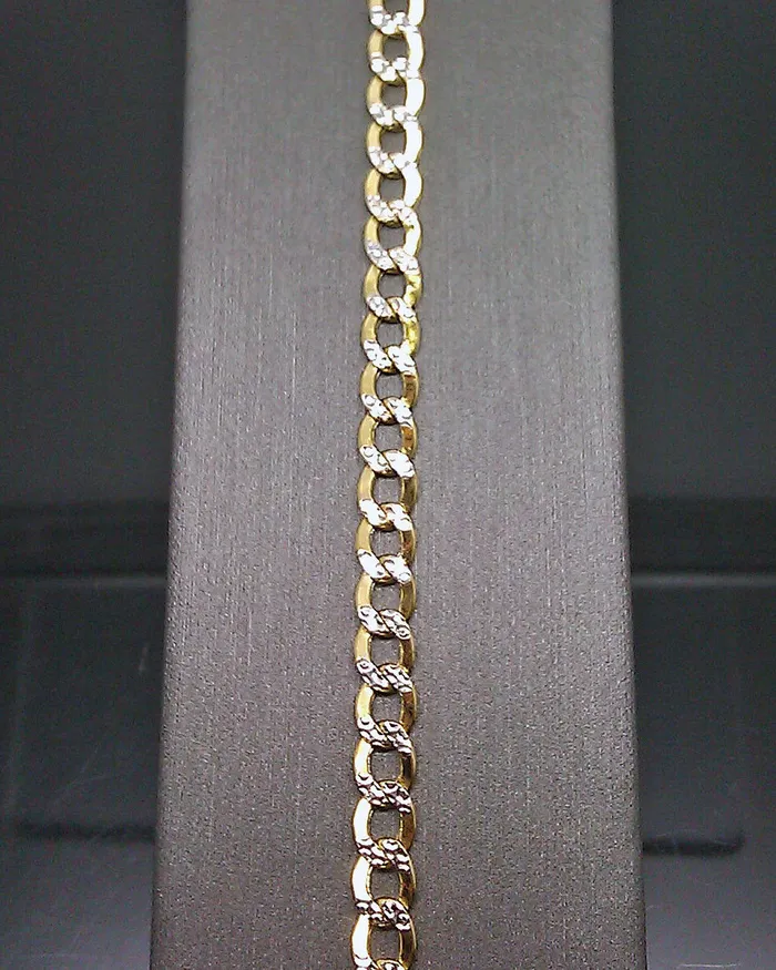Gold and Diamond Bracelets 10K Gold Bracelet Real Cuban Link Diamond Cut 5mm 7 Inch On Sale Free Shipping