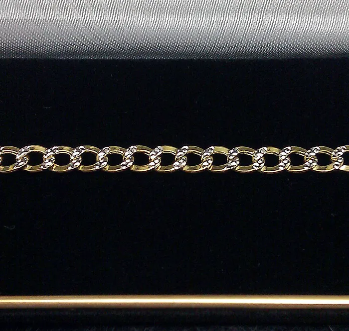 Gold and Diamond Bracelets 10K Gold Bracelet Real Cuban Link Diamond Cut 5mm 7 Inch On Sale Free Shipping