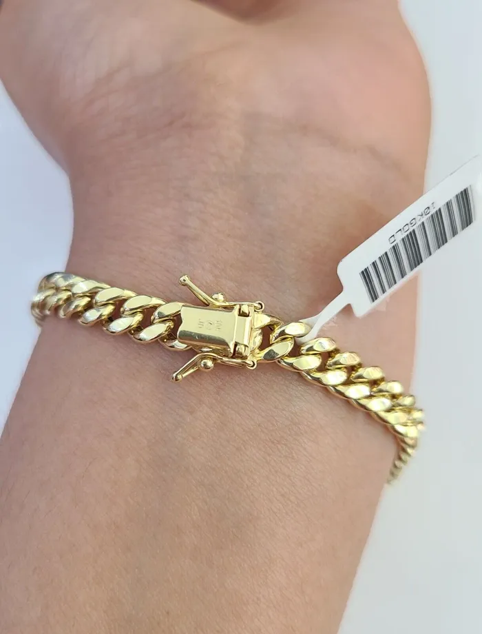 Gold and Diamond Bracelets 10K Gold HOLLOW Miami Cuban Bracelet 6mm 8 inch 10Kt Box Lock Real Gold and Diamond Bracelets 10K Gold HOLLOW Miami Cuban Bracelet 6mm 8 inch 10Kt Box Lock Real